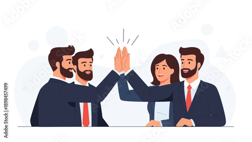 Teamwork High Five: Diverse Business People Celebrating Success and Collaboration