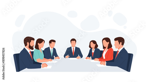 Business meeting with diverse team around conference table