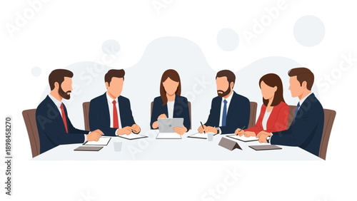 Diverse business team meeting around a table, discussing strategy and planning