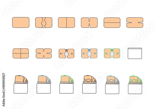 シンプルフラットな茶色い湿布のイラストセット