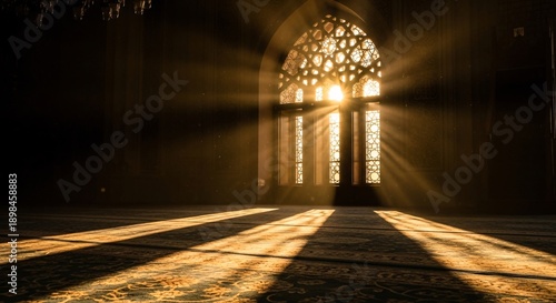 Sunlight Streaming Through Ornate Archway Interior.