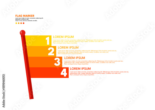 Flag marker infographic with four colorful steps and text placeholders. Vector illustration