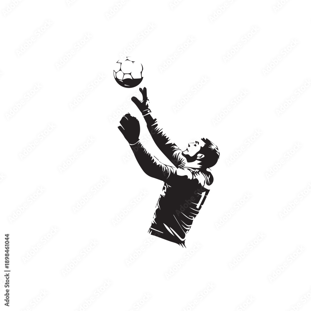 Fototapeta premium silhouette vector illustration of a goalkeeper catching the ball.