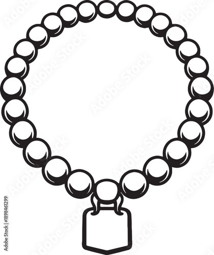 Native Beaded Necklace Line Art Icon