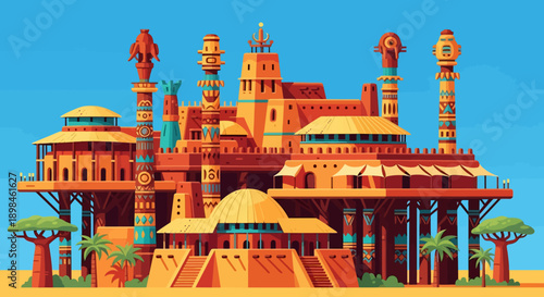 Futuristic Cityscape with Towers and Architecture.