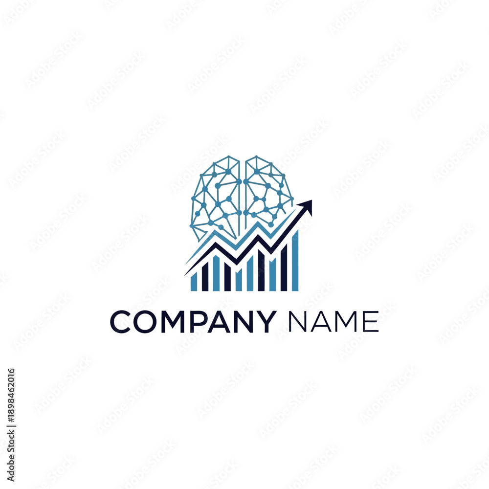 Fototapeta premium Business growth graph with brain logo.