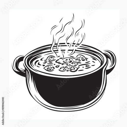 vector illustration of a pot of soup