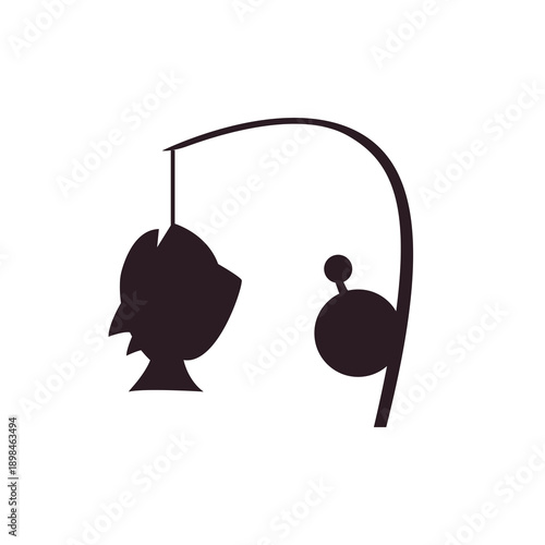 Fishing Pole caught fish rod emoji symbol sign icon vector illustration isolated flat