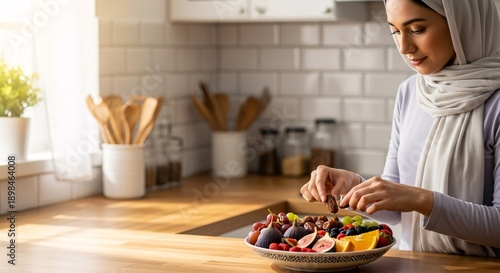 Woman Preparing Healthy Meal in Modern Kitchen.