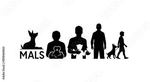 Human animal bond represented by silhouettes.