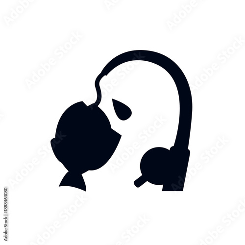 Fishing Pole caught fish rod emoji symbol sign icon vector illustration isolated flat