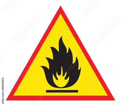 Flammable danger sign fire flame icon vector illustration art