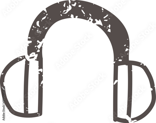 Brown headphones icon element. Ai interface doodle style illustration