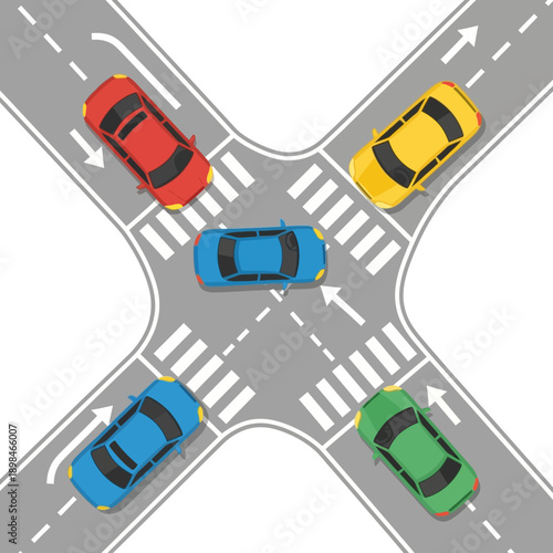 Traffic Intersection With Cars