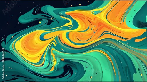Wallpaper Mural Vibrant swirling colors of green, yellow, and orange blend seamlessly against a dark starry background Torontodigital.ca