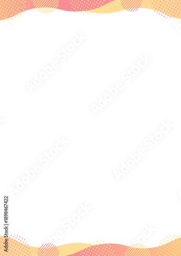 幾何学模様と曲線の縦型の上下のフレーム_ピンク
