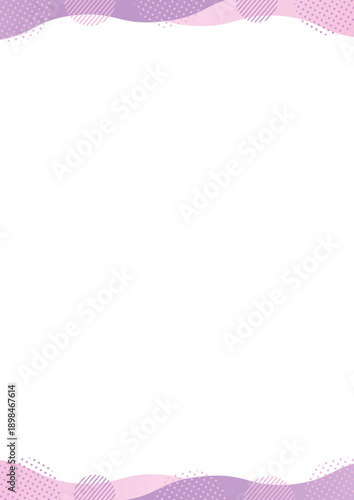 幾何学模様と曲線の縦型の上下のフレーム_紫
