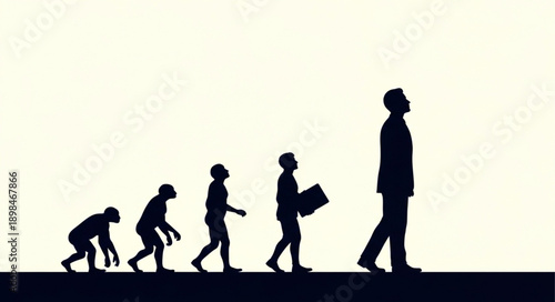 Human Evolution Silhouette Progress Concept.