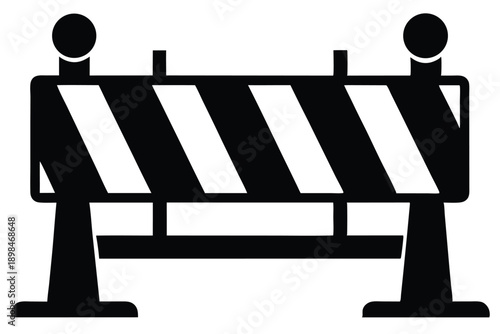 traffic barricade line art silhouette vector illustration
