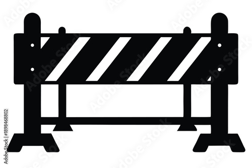 traffic barricade line art silhouette vector illustration