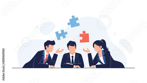 Business Team Collaboration Meeting Solving Problems with Puzzle Pieces