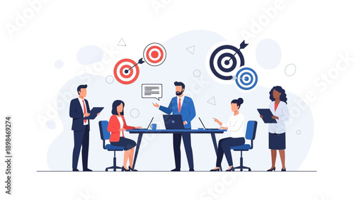 Business Team Meeting, Setting Goals and Strategy, Working Together