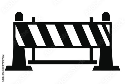 traffic barricade line art silhouette vector illustration