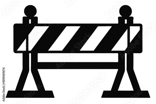 traffic barricade line art silhouette vector illustration