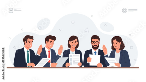 Business Meeting with Diverse Team Discussing Documents