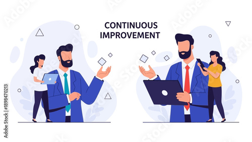 Continuous Improvement Concept: Business Growth, Innovation and Teamwork