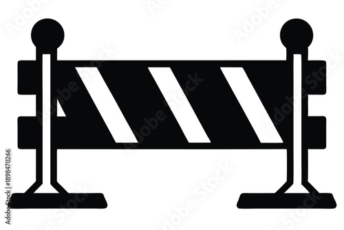 traffic barricade line art silhouette vector illustration