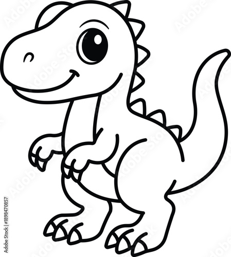 Cute T Rex Dinosaur Coloring Page for Kids