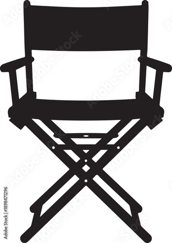 Director Chair Silhouette Vector, patio chair icon, Folding chair silhouette