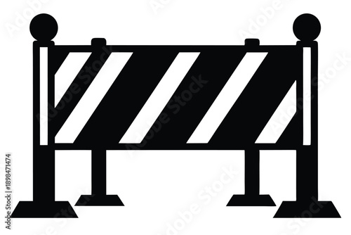traffic barricade line art silhouette vector illustration