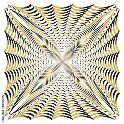 Magnificent golden patterns. Spectacular star square. Extraordinary depth Vector. Sophisticated texture art.
