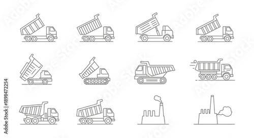 Collection of Dump Truck Illustrations and Icons.