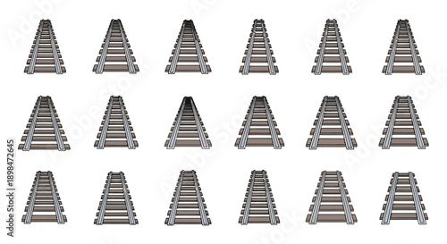 Multiple Metal Railway Track Chairs Isolated.