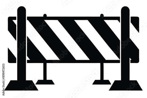 traffic barricade line art silhouette vector illustration