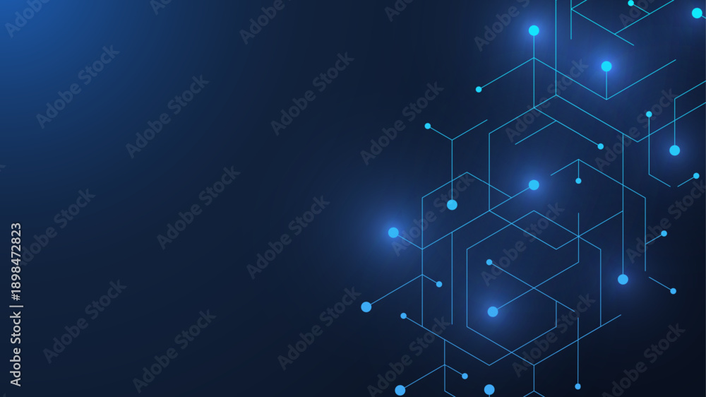 Obraz premium Motherboard digital abstract background. AI circuit board technology texture design. Semiconductor and computer processor on tech banner template concept. Vector illustration