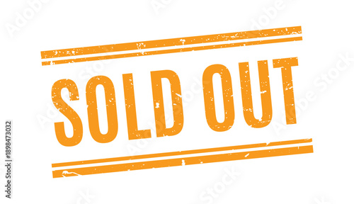 orange grunge stamp with sold out text and double lines for retail inventory status marking