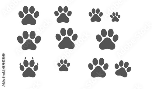 Black paw prints arranged in a grid on a white background