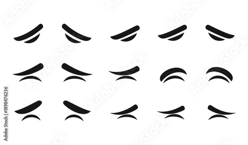 Set of Stylized Black Eyebrow Shapes for Expressive Character Design eyebrows eyes