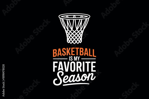 Basketball hoop graphic with motivational text on black background bold typography dynamic design for sports enthusiasm