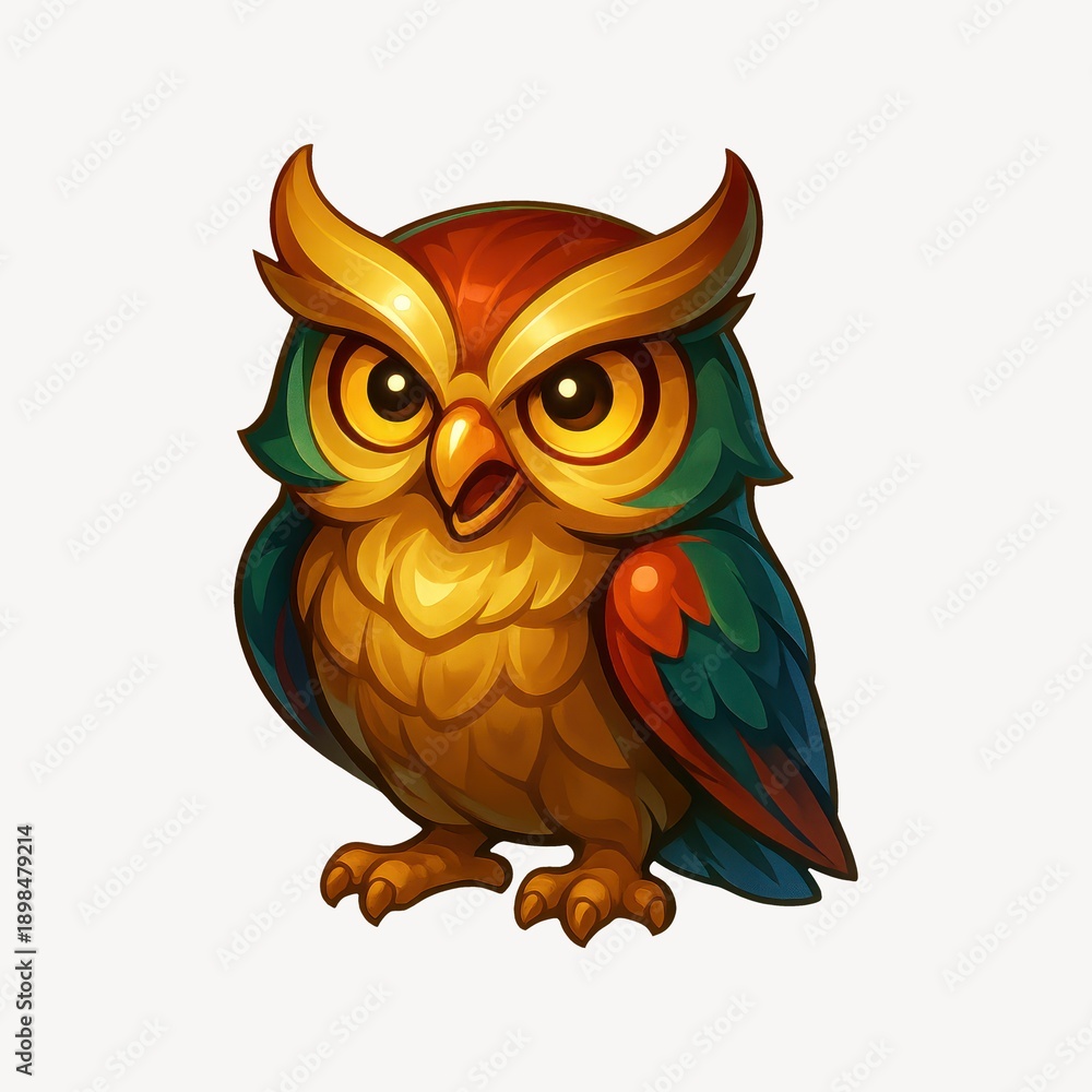 Naklejka premium Colorful cartoon owl illustration.