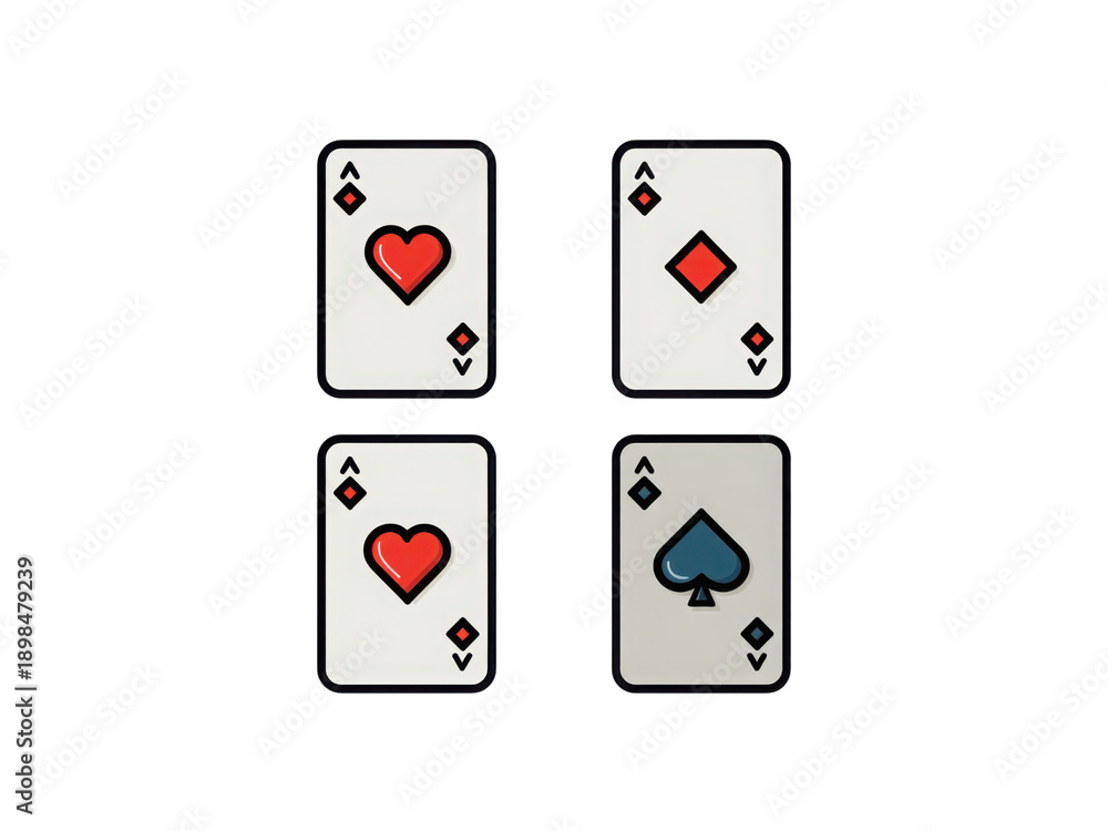Obraz premium Four cards with hearts and spades on them