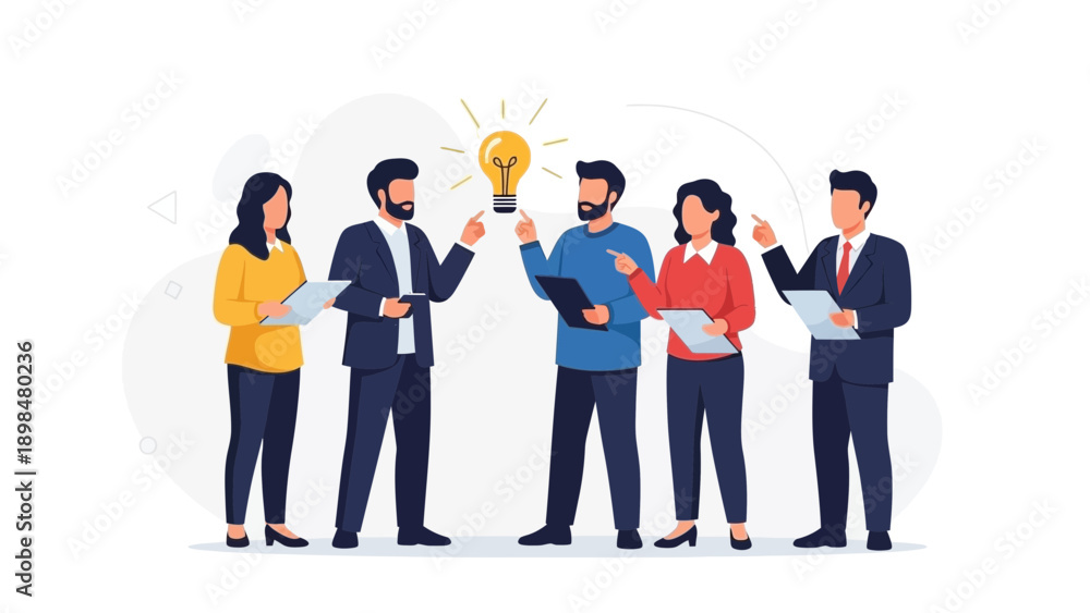 Obraz premium Teamwork Brainstorming Idea Lightbulb
