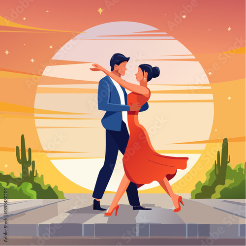Salsa dance couple vector full of energy — ideal for events and entertainment content