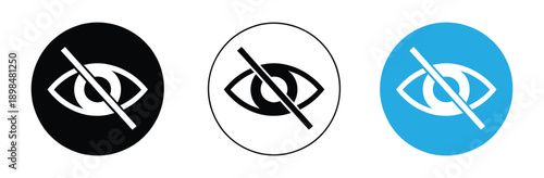 Invisible Eye Icon Set Vector. Hidden and Privacy Symbol. Outline and Solid Style.

