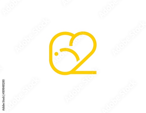 Wallpaper Mural Simple Yellow Heart Logo Design Element. Torontodigital.ca