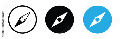 Compass Icon Set Vector. Navigation and Direction Symbol. Outline and Solid Style.Compass icon set. Navigation compass vector. Line and glyph wind rose compass